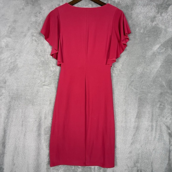 Ralph Lauren Womens Ruffle Trim‎ Dress Hot Pink Size 2 Cocktail Dress - Picture 8 of 10
